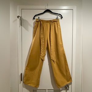 Mustard Colored Linen Flare Pants